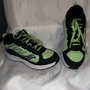 Saucony Boys SK267378 Black Neon Green Running Comfort Sneakers‎ Shoes Size 3.5